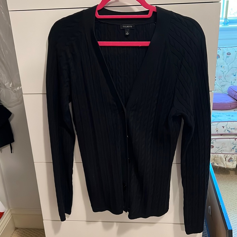 Gently worn, Large, Talbots, Black Cardigan